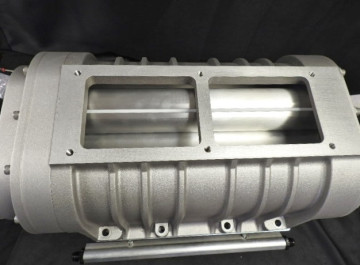 TBS-2424 8-71 Blower FRONT OFFSET  CAST CASE  2 LOBE  The Blower Shop  Blower POLISHED  Vintage